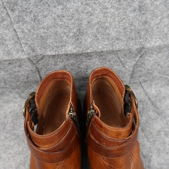 Frye Shoes Womens 7.5 Ankle Boot Ray Western Brown Leather Shootie Cutout Buckle - Picture 5 of 16